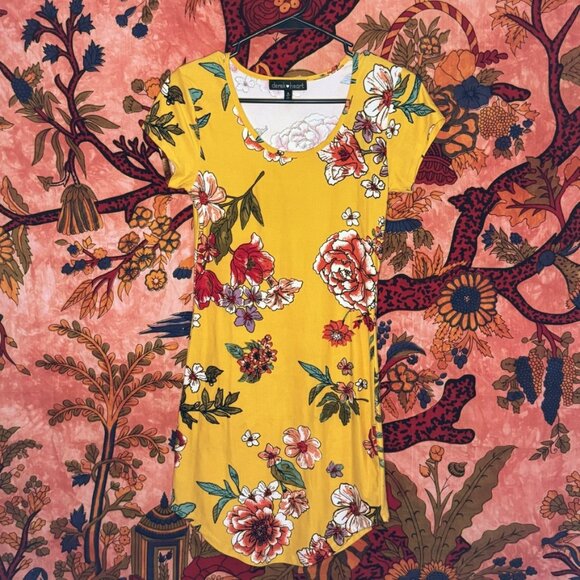 Yellow Floral Bodycon Dress - Picture 1 of 2